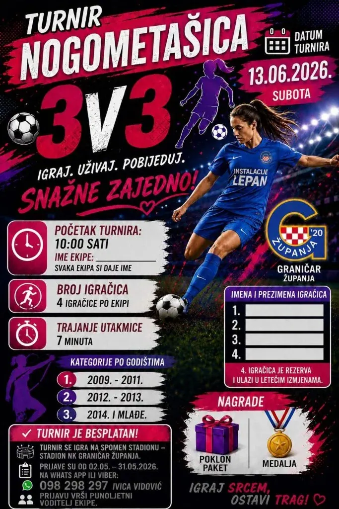 NK Graničar okuplja mlade nogometašice na turniru 3 na 3